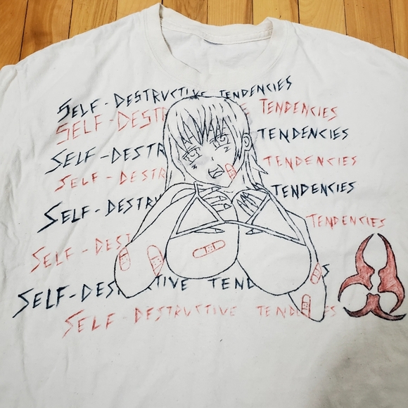 Hand-Drawn White Graphic T-Shirt | Unique Design - Picture 3 of 5